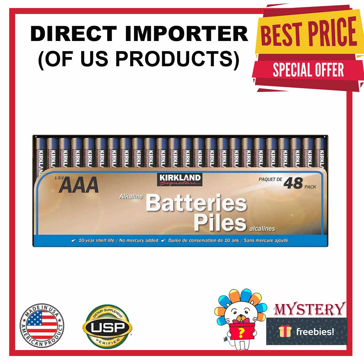 Kirkland Signature AAA Alkaline Batteries Piles 48 Batteries Lazada PH