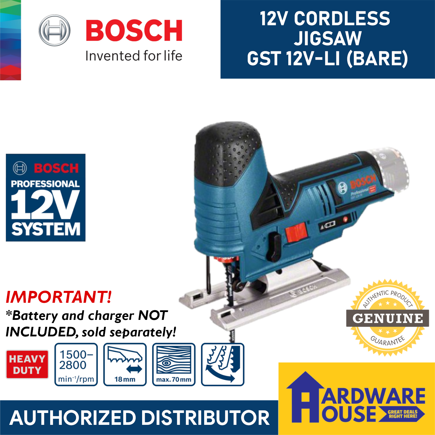 ORIGINAL Bosch 12V Cordless Jigsaw GST 12VLI With Blade For Wood