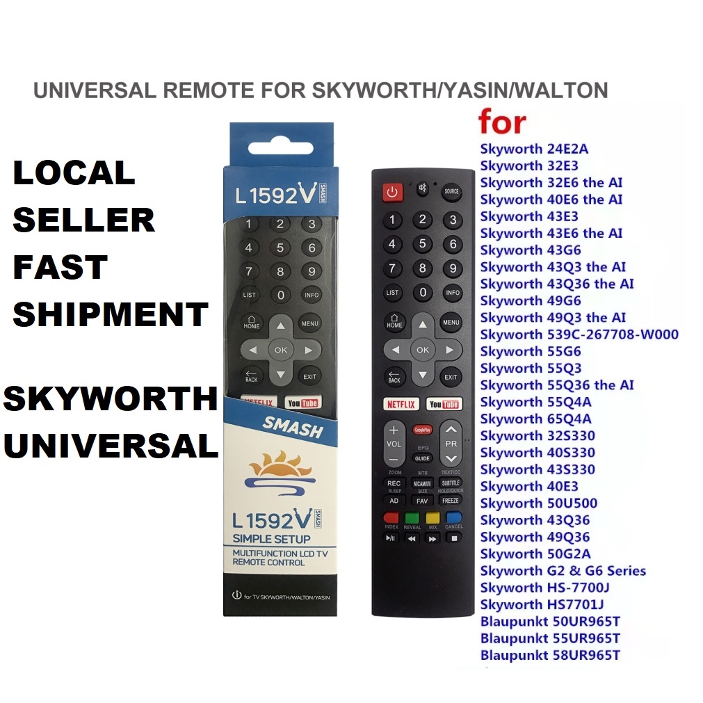 Universal Remote for all Skyworth Coocaa Blaupunkt Walton Yasin Smart