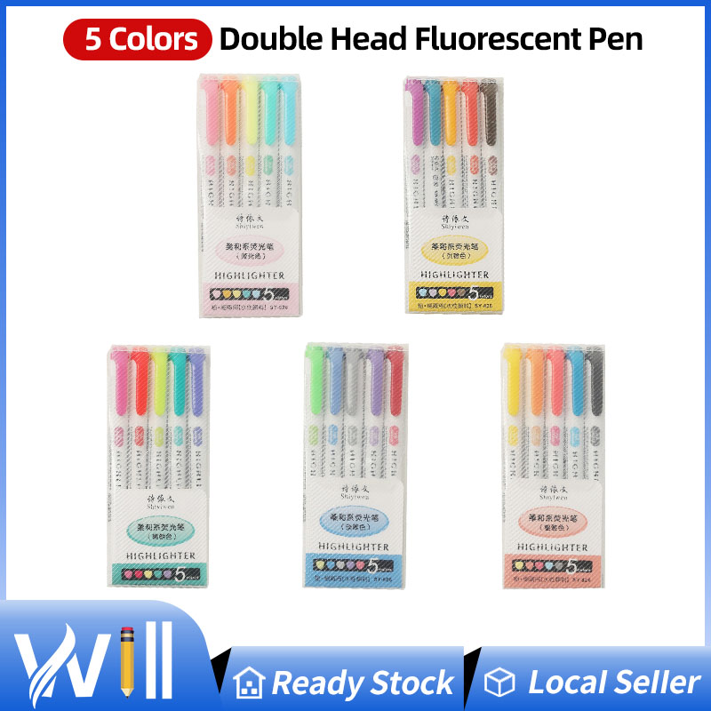 JIANWU 12pcs/set cute Double head fluorescent pen milkliner
