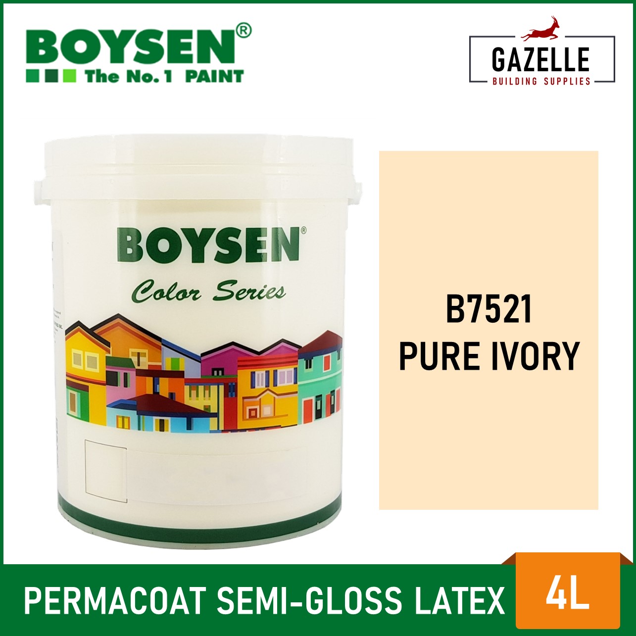 Boysen Permacoat Semi Gloss Latex Pure Ivory B7521 Acrylic Latex Paint 4l Lazada Ph