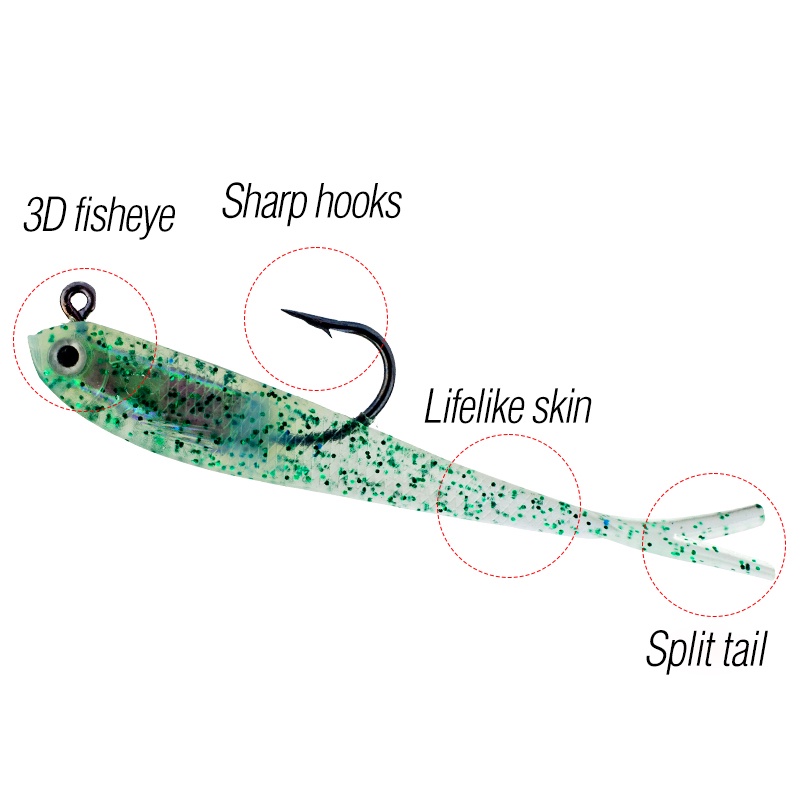 SUKE Soft Plastic Lure 7cm/6g Split Tail Lead Fish Swimbaits With Hooks  Silicone Artificial Fishing Bait