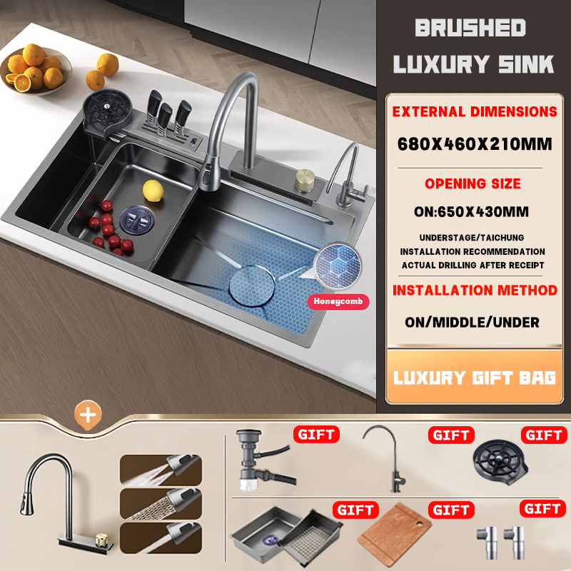 ZLOON Nano Sink Raindance Waterfall Sink Large Single Sink