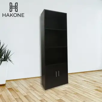 Homehuk Hakone 4 Tier Bookshelf With Door Dark Brown Lazada Ph