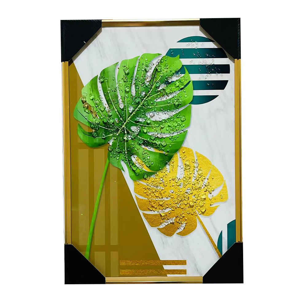 I Home 41x61cm Decorative Wall Frame With 3D Crystal Painting Golden