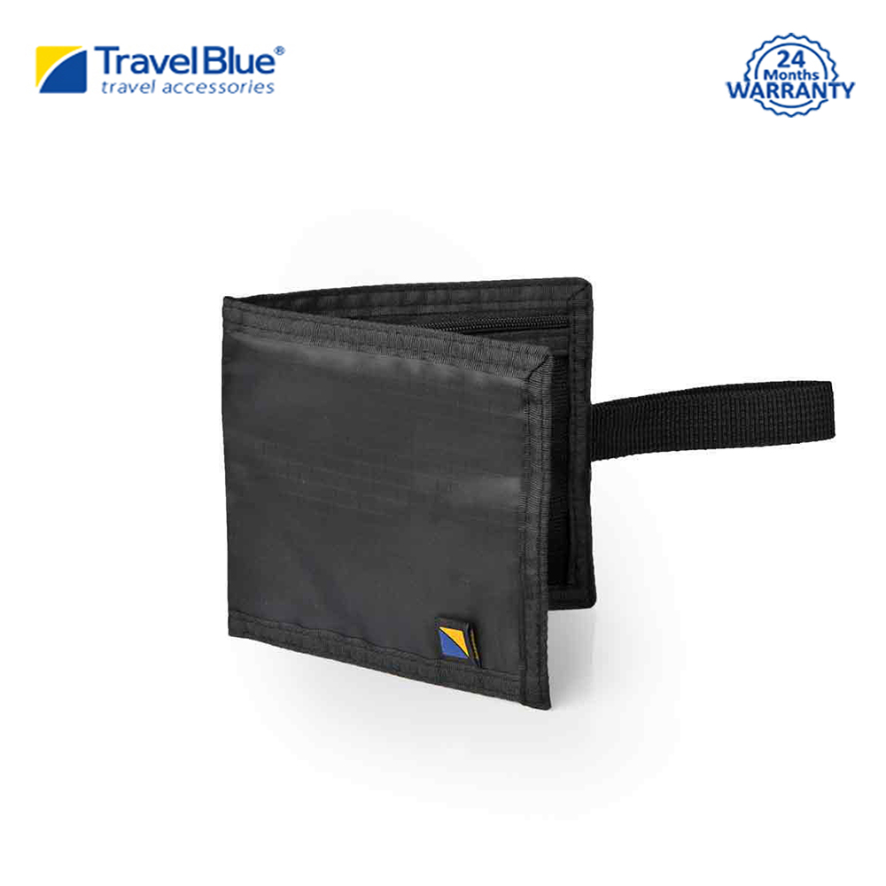 travel blue wallet
