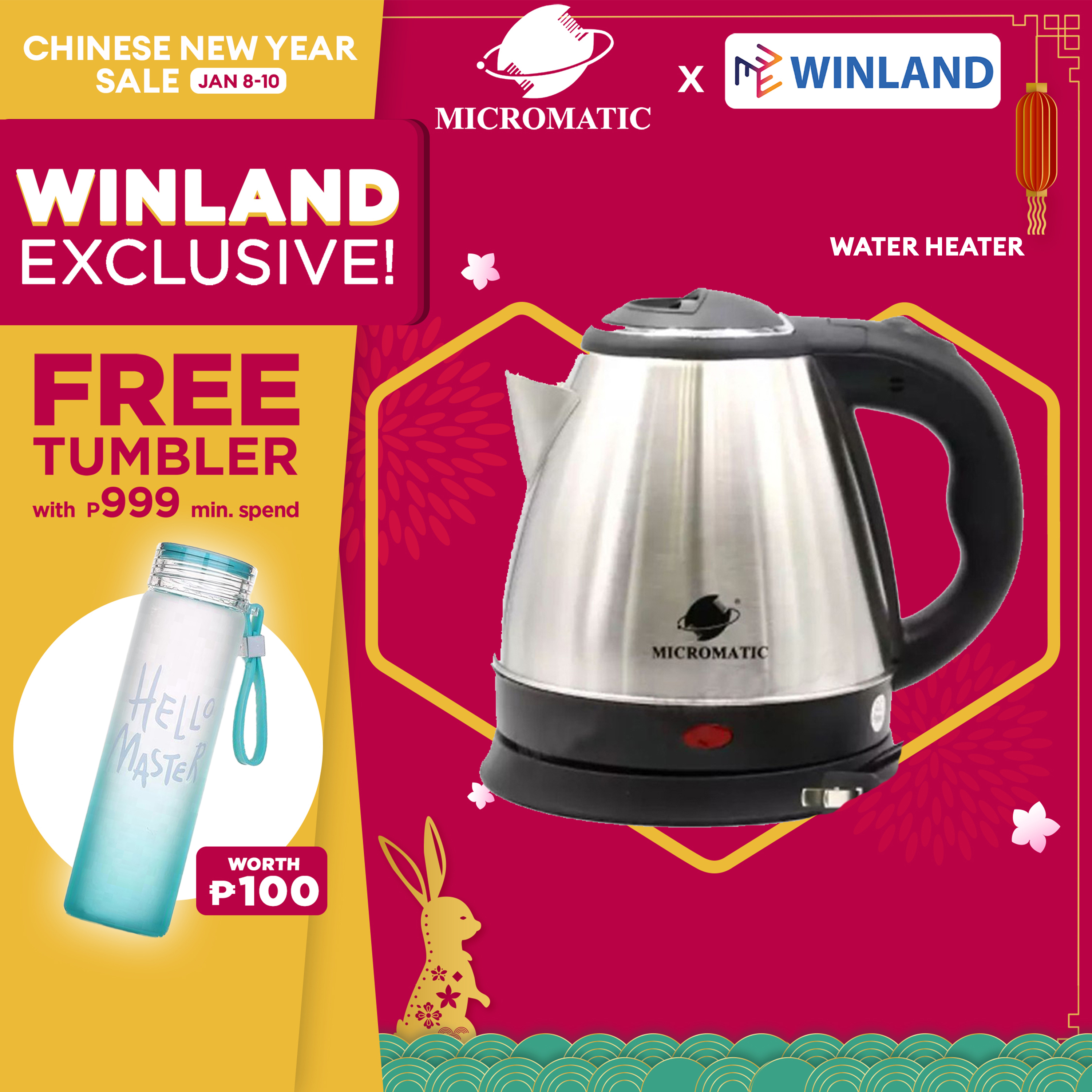 MICROMATIC by Winland 1.2L Stainless Steel Electric Kettle / Water