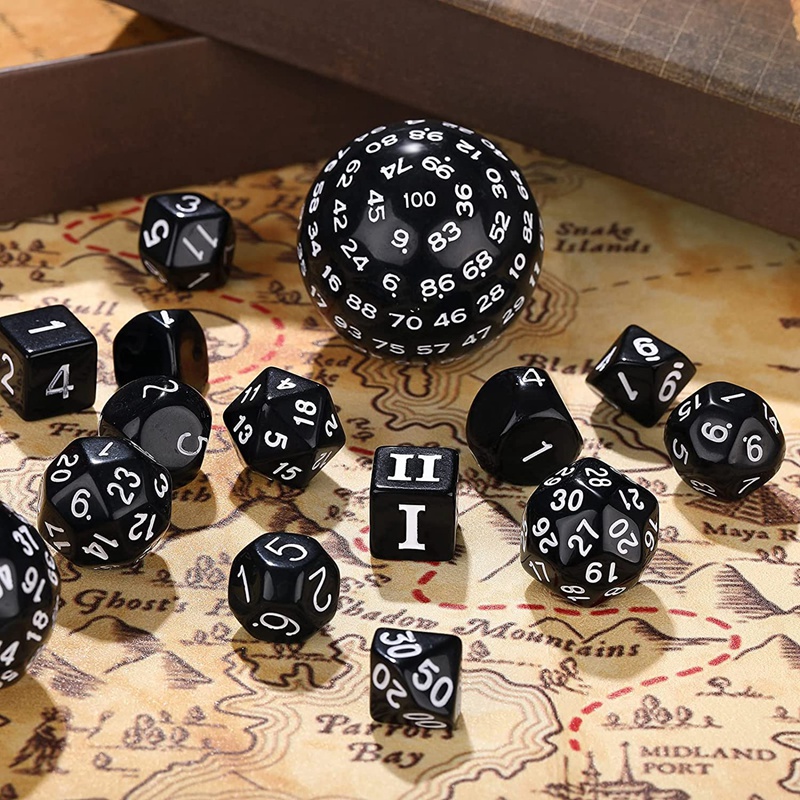 15Pieces Complete Polyhedral DND Dice Set D3-D100 Spherical RPG Dice Set,100 Sides Dice Set for Role Playing Table Games