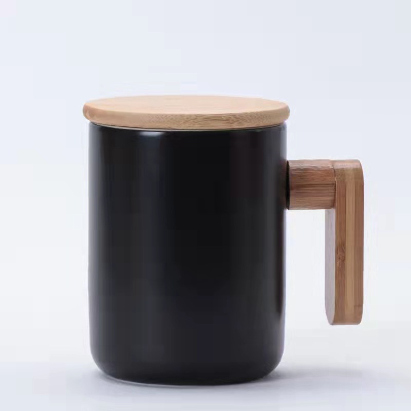 Nordic Style Minimalist Ceramic Mug With Wooden Handle Cover Lazada Ph