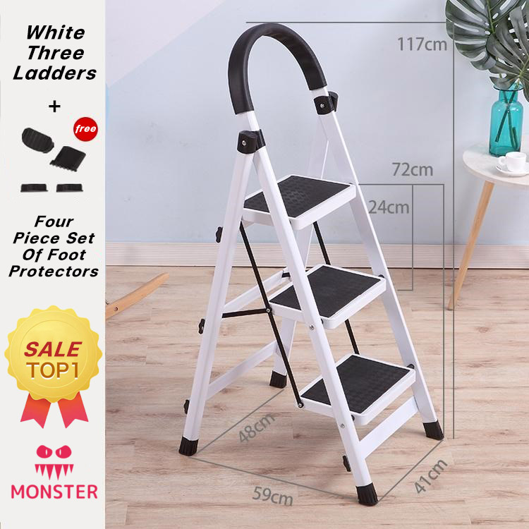 Ladder White Folding Ladder Can Load of More than 150kg Easy Storage