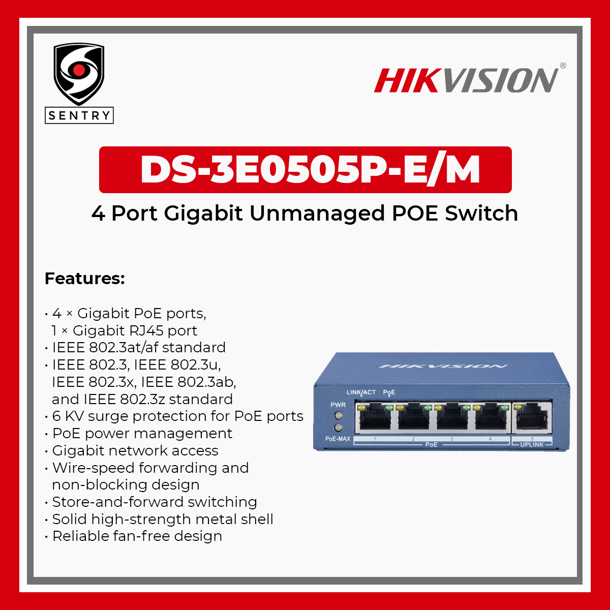 hikvision poe 4 port switch