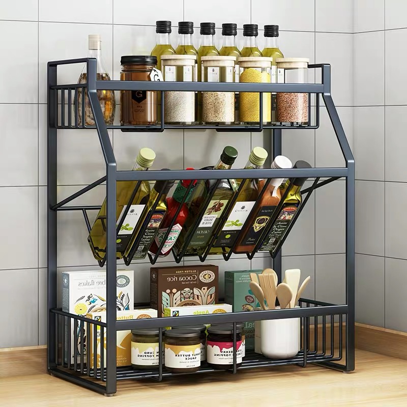 Creative Seasoning Rack 3 Layer The Kitchen Shelf Black Three Layers 