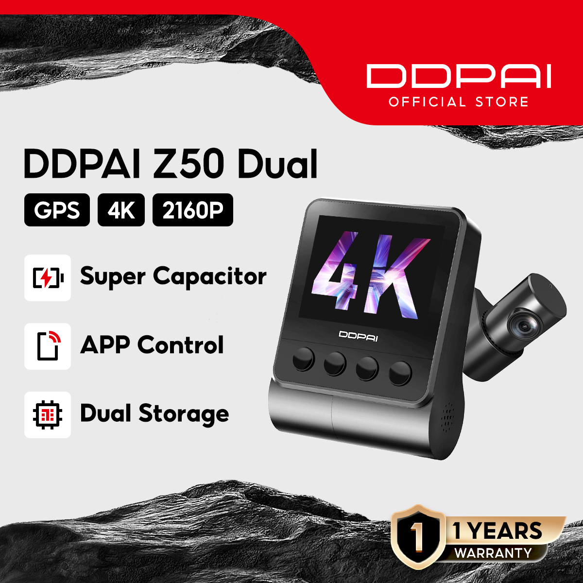 DDPAI Z50 Dash Cam 4K Dual Camera 2160p HD GPS Car Dashcam 140° 24 ...