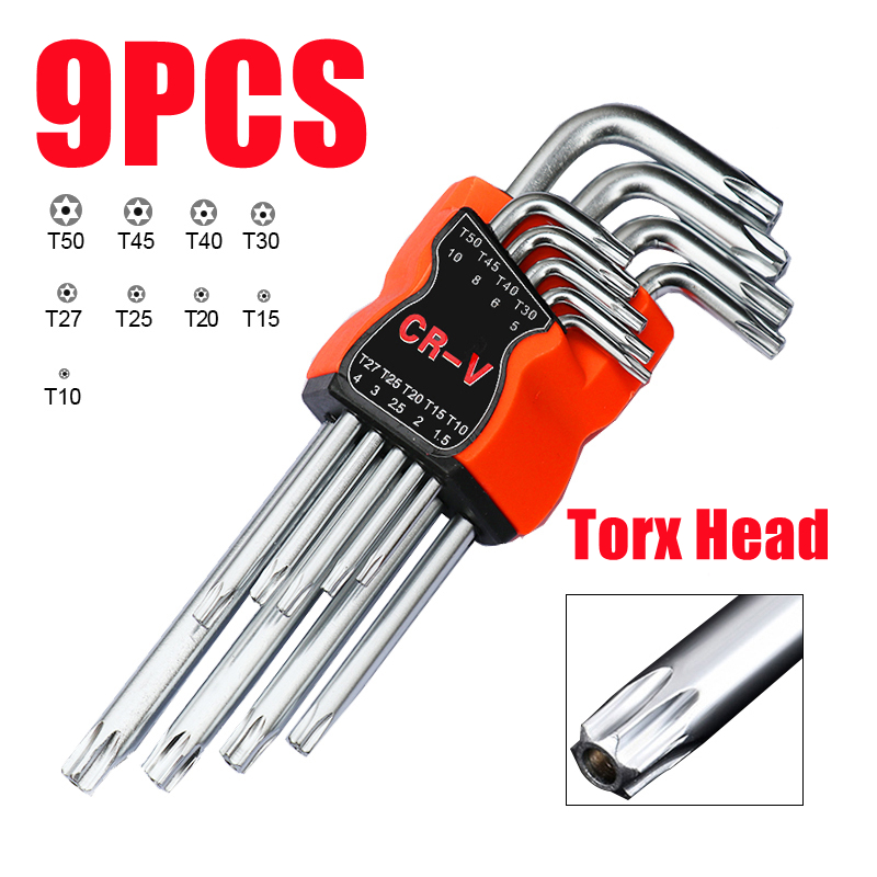 9 Pieces Hex Key Allen Wrench Set with Ball Torx Flat End Hex Key Set