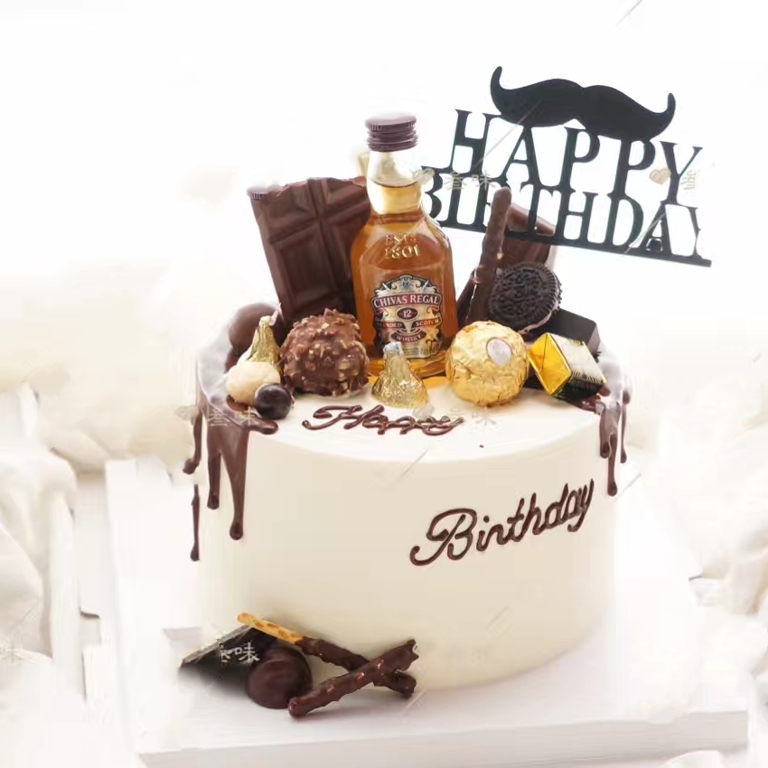 Shop for Fresh Dark Chocolate And Cookie Cake With 2 Chivas Regal Bottles  online - Nizamabad
