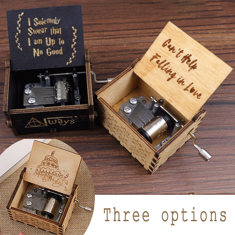 Can't Help Falling In Love Wood Music Box,antique Engraved Musical