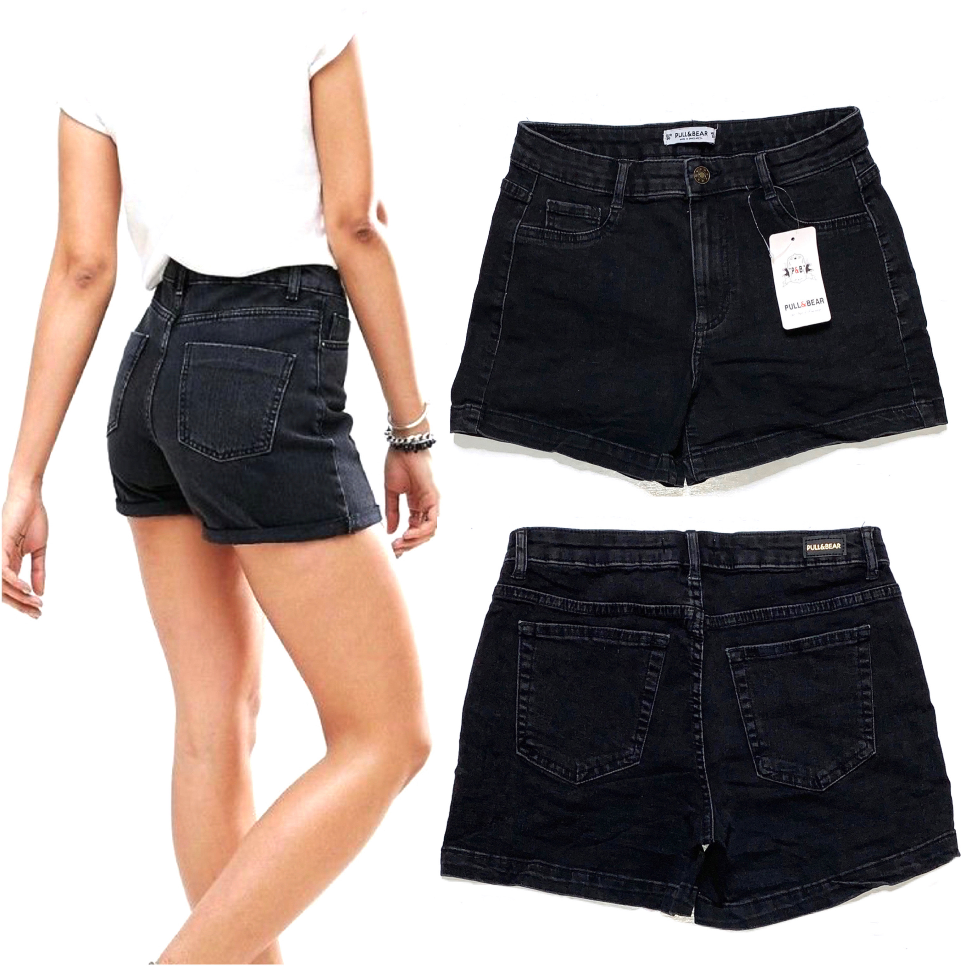 ladies pull on denim shorts