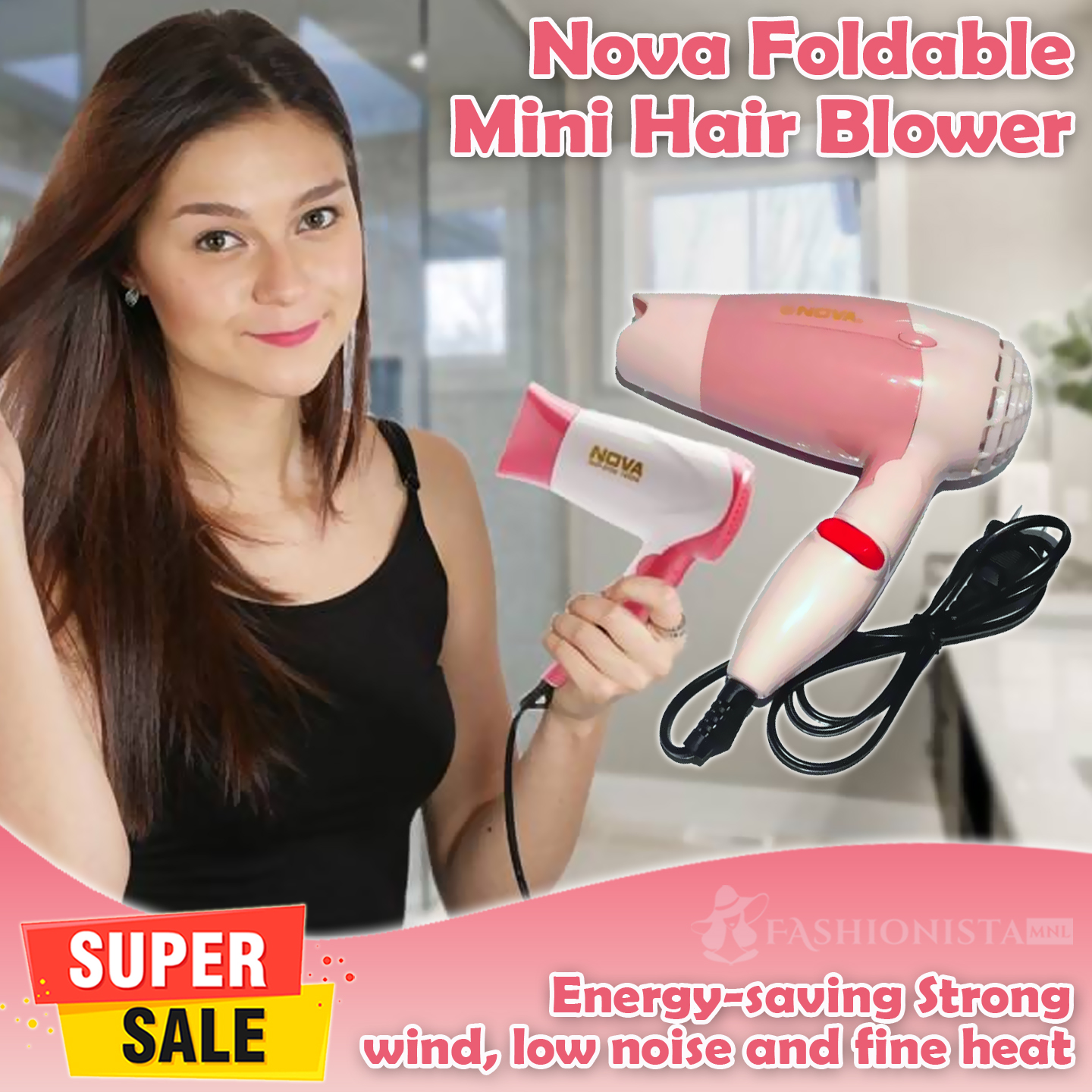 High Quality NOVA Foldable Mini Travel Hair Dryer Compact Blower | Lazada PH