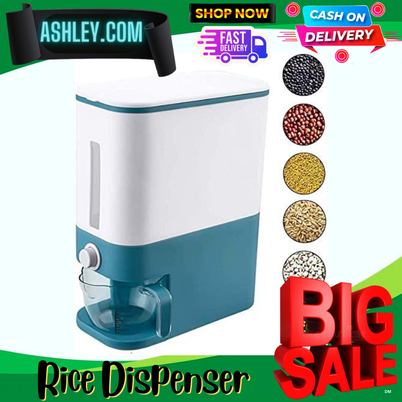 Rice Dispenser Large Sealed Grain Container Storage with Lid Measuring ...