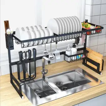 Stainless Dish Drainer 85cm Over The Sink Drying Rack Kitchen