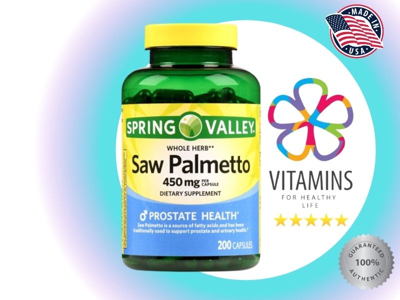 Spring Valley Whole Herb Saw Palmetto Dietary Supplement, 450 mg, 200