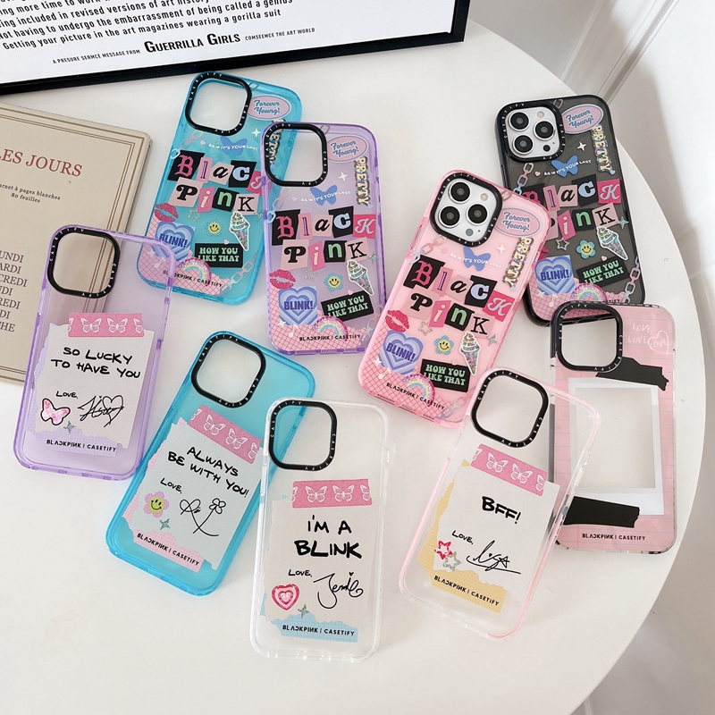 Casetify Korean Girl band Sticker signature Casing For iPhone 14 13 Pro