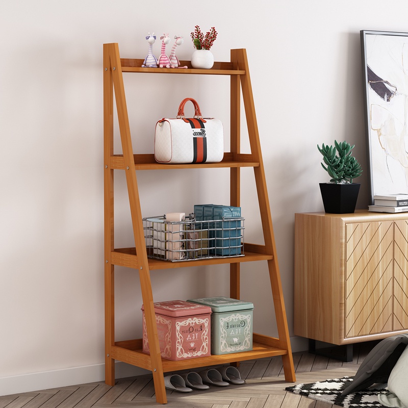 Bookshelf 3/4 layer Wooden Ladder Display Rack Living Room Space Saver
