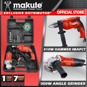 Makute Professional Power Tool Set: Angle Grinder + Impact Drill