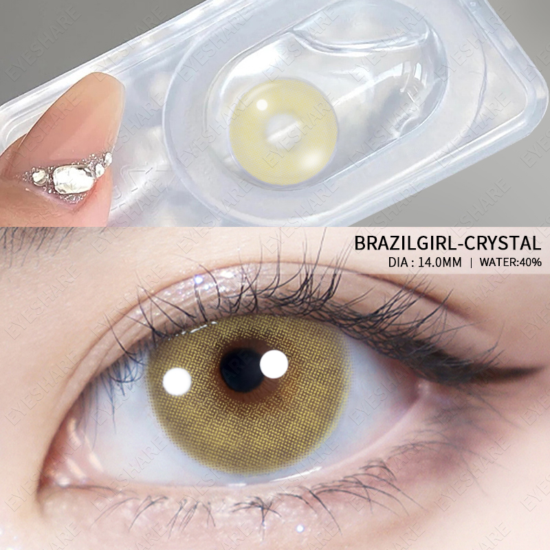 BRAZILGIRL 2pcs Crystal Colored Contact lens Soft Big Eye Makeup