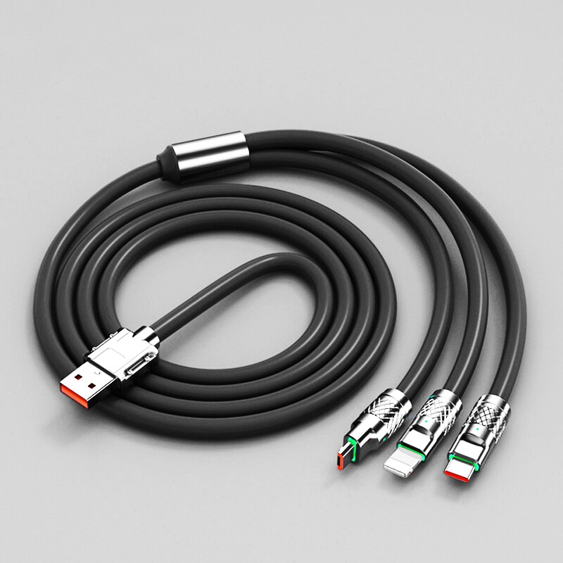 120w 3 in 1 supercharging cable micro usb type-c fast charger micro usb type-c data cable for 14 13