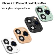 9QSS Sang trọng Bảo vệ màn hình Thủy tinh Hỗ trợ đèn flash Nhãn dán ống kính máy ảnh giả cho iPhone XR X đến iPhone 11 Pro Max Giây thay đổi Vỏ bọc