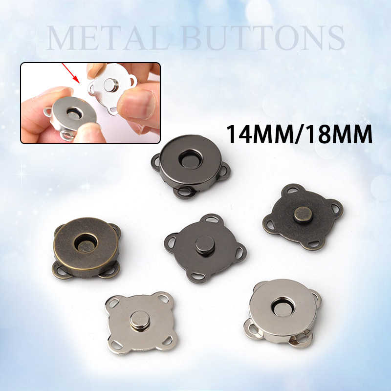 dophee 10sets 14/18mm Thin Strong Magnetic Snap Double-Sided Rivets Stud  Closure Clasp Fastener Parts For Wallet Bags Clothes