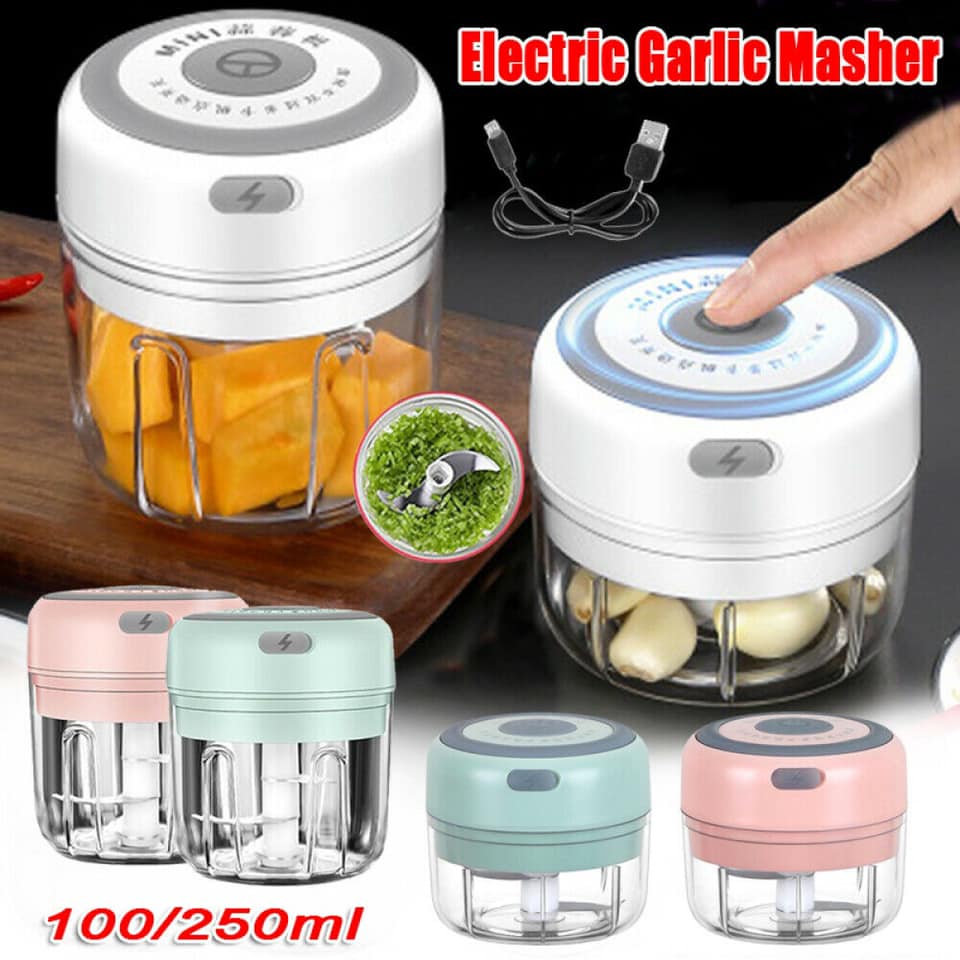 Kitchen Food Grinder, 250ml Large Capacity, Pink Color, Small Size, Electric  Masher For Garlic, Home-use Crush, USB Charging Type