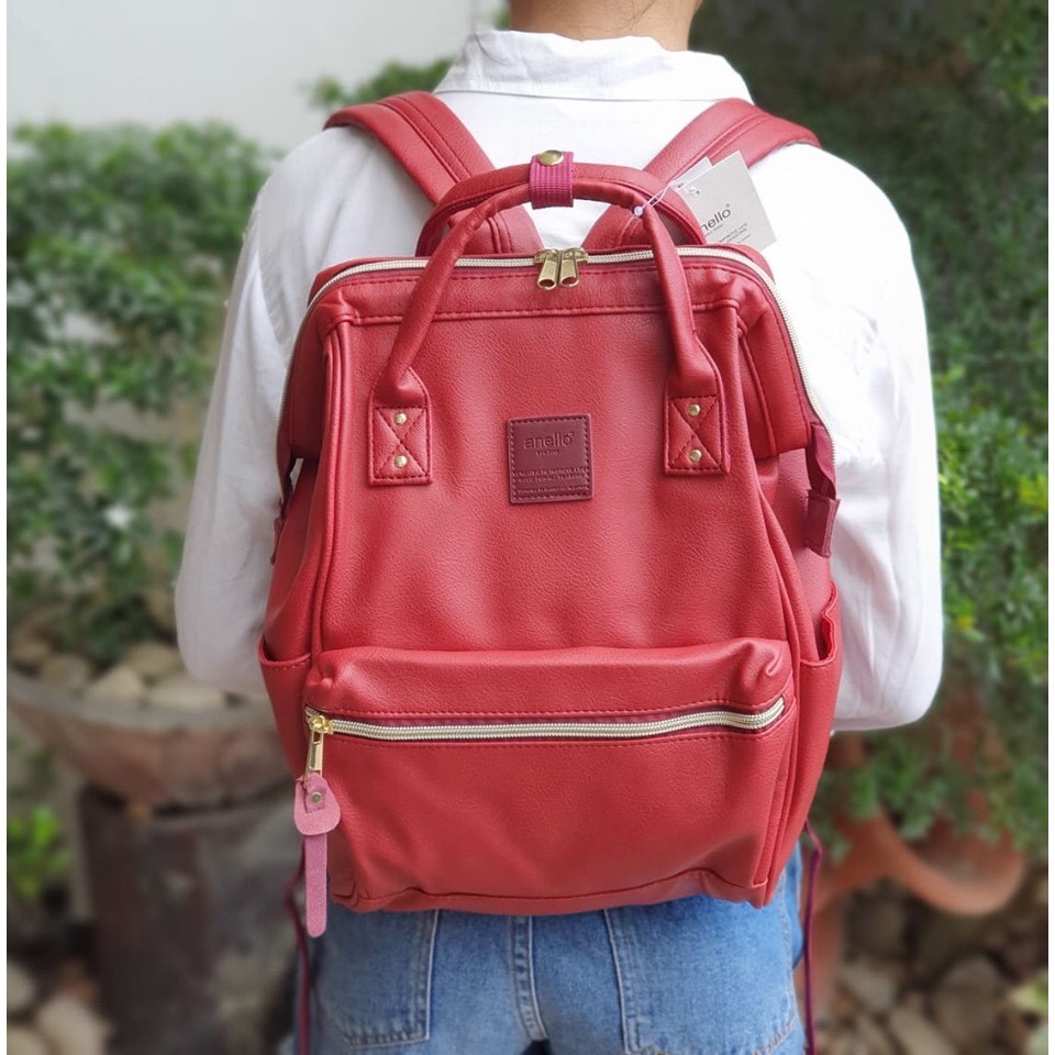anello Japan Vegan Faux Synthetic Leather Backpack, **rare RED COLOR***