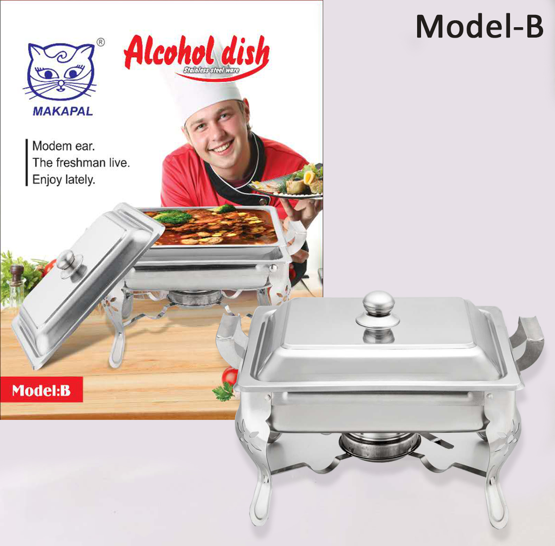 Food Warmer Dish Tray, Alcohol Chafing Stove Stainless Steel Blue Cat