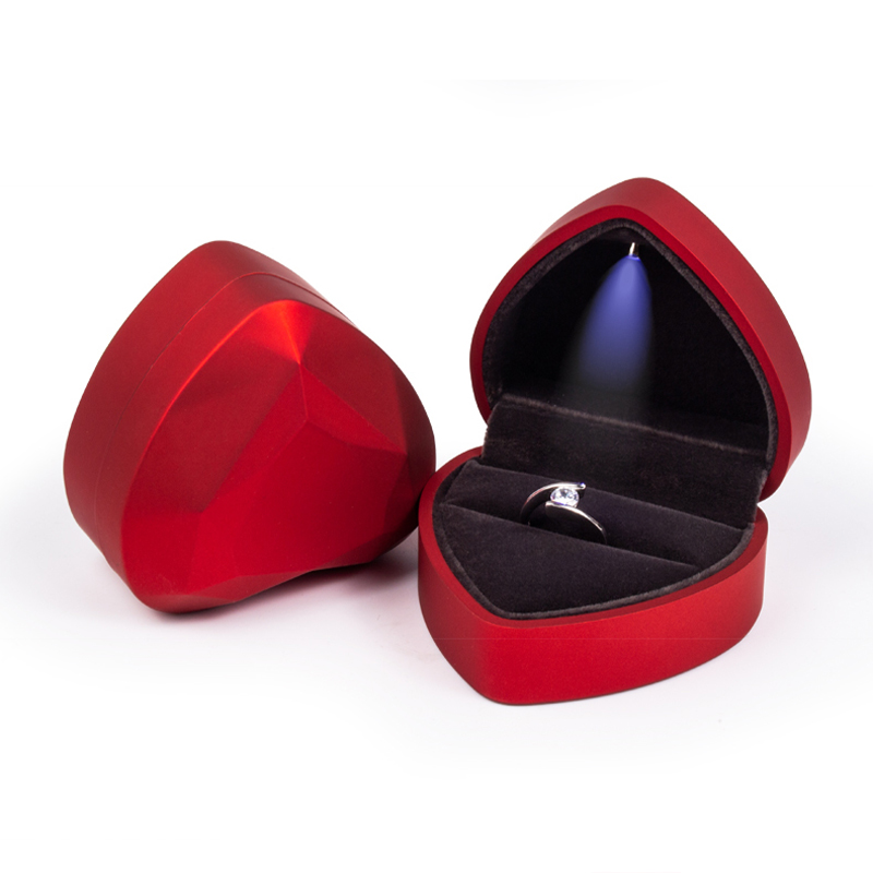 Ring Box with LED Light Jewelry Boxes for Ring HeartShaped Wedding