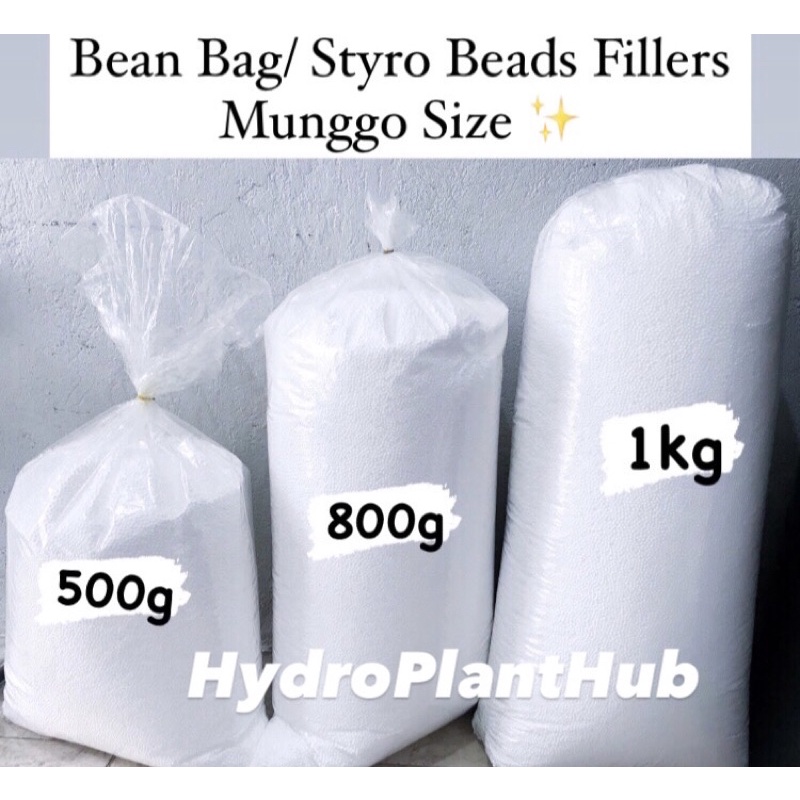 White Styro Beads for Bean Bags Bean Bag Fillers 1kg. Munggo Size Now