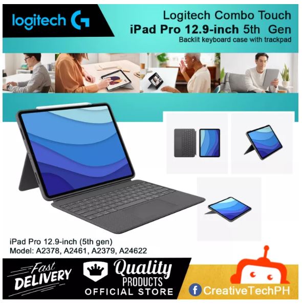 Logitech COMBO TOUCH 12.9 for iPad Pro 12.9-inch (5th gen) Model: A2378 ...