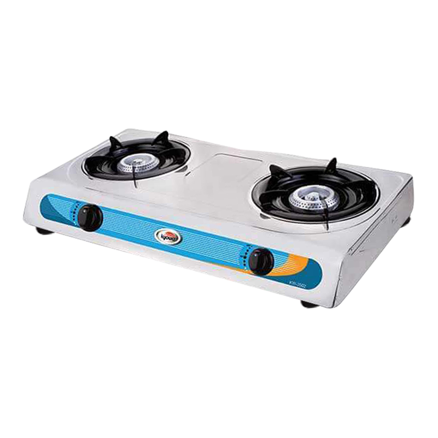 Kyowa Original Stainless Steel Double Burner Gas Stove with Cast Iron