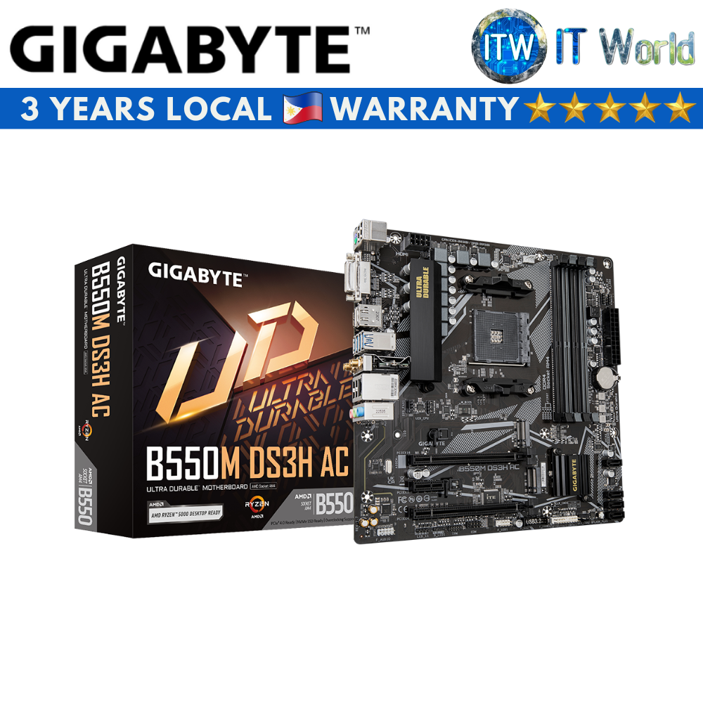 Itw Gigabyte B550m Ds3h Ac Micro Atx Am4 Ddr4 Ultra Durable