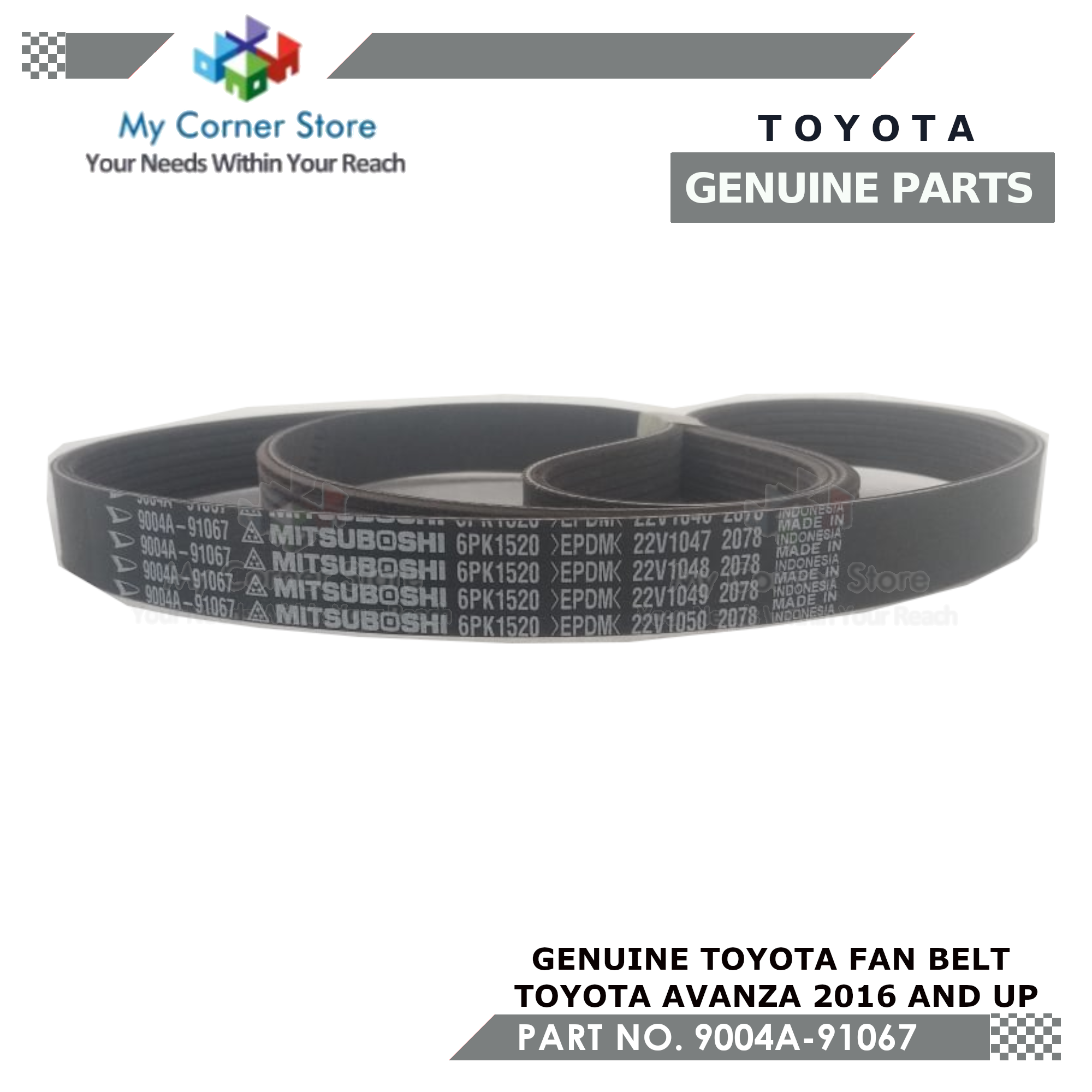 TOYOTA AVANZA /RUSH GENUINE ALTERNATOR DRIVE BELT 1NR / 2NR DUAL VVTI