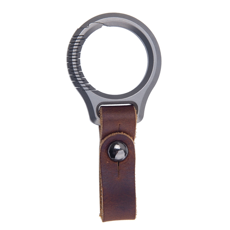 Titanium Alloy Keychain Car Keychain Pendant Cowhide Strap Pendant EDC Tool Men's Gift Gift