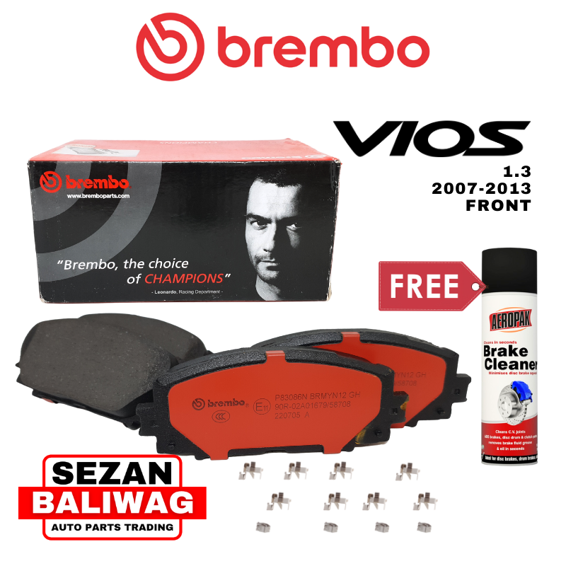 BREMBO FRONT BRAKE PAD SET FREE BRAKE CLEANER TOYOTA VIOS 1.3 2007