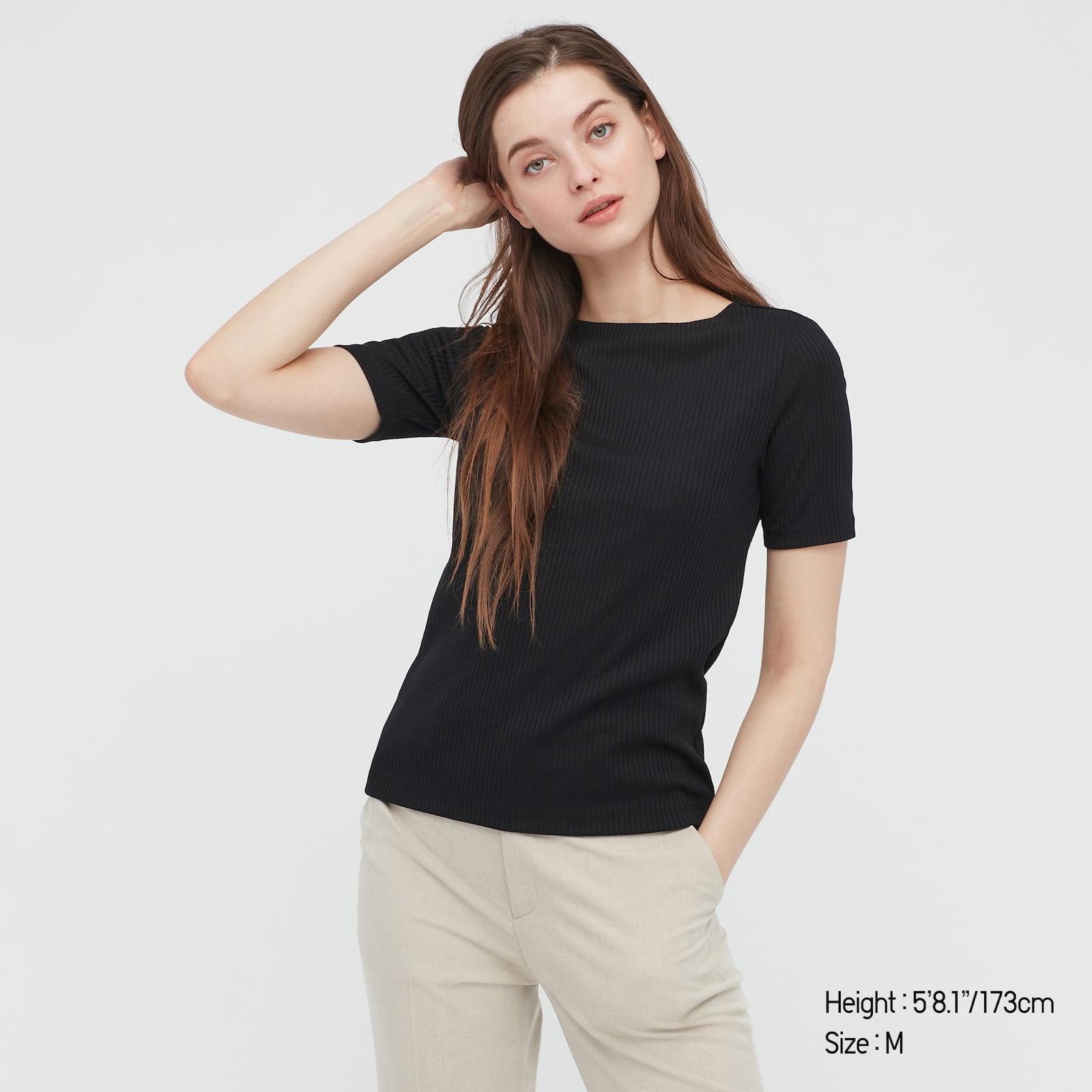 Uniqlo ribbed crew 2024 neck short sleeve