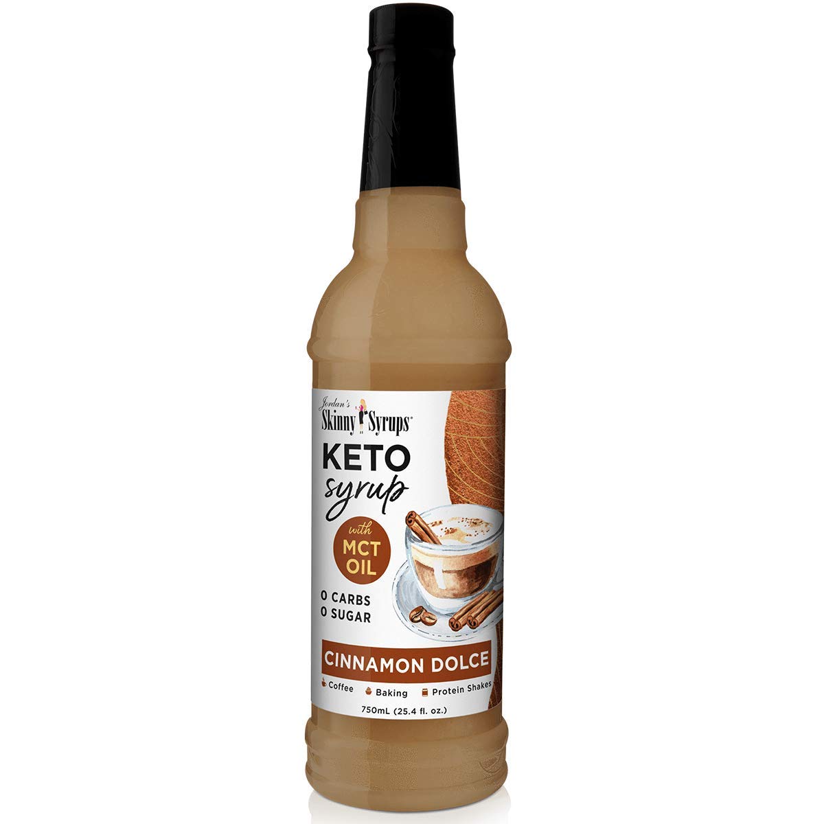 Jordan's Skinny Syrups Keto Syrup Sweetened with Monk Fruit, Erythritol, & Stevia, MCT Oil