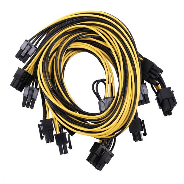 6 Pcs 6 Pin PCI-E to 8 Pin(6+2) PCI-E (Male to Male) GPU Power Cable 50cm for Image Cards Mining Server Breakout Board
