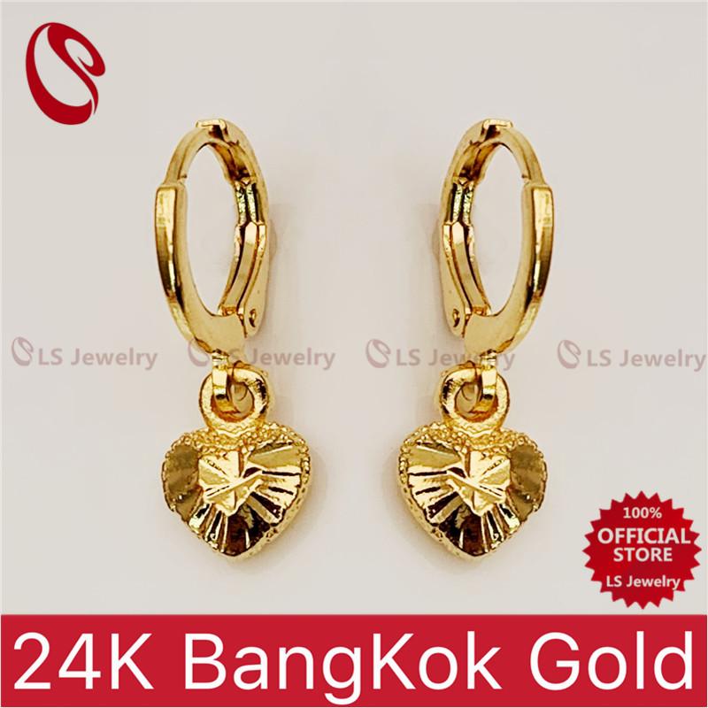 LS Jewelry 24K Bangkok Gold Plated Fashion Heart Drop Earrings E178  Lazada PH