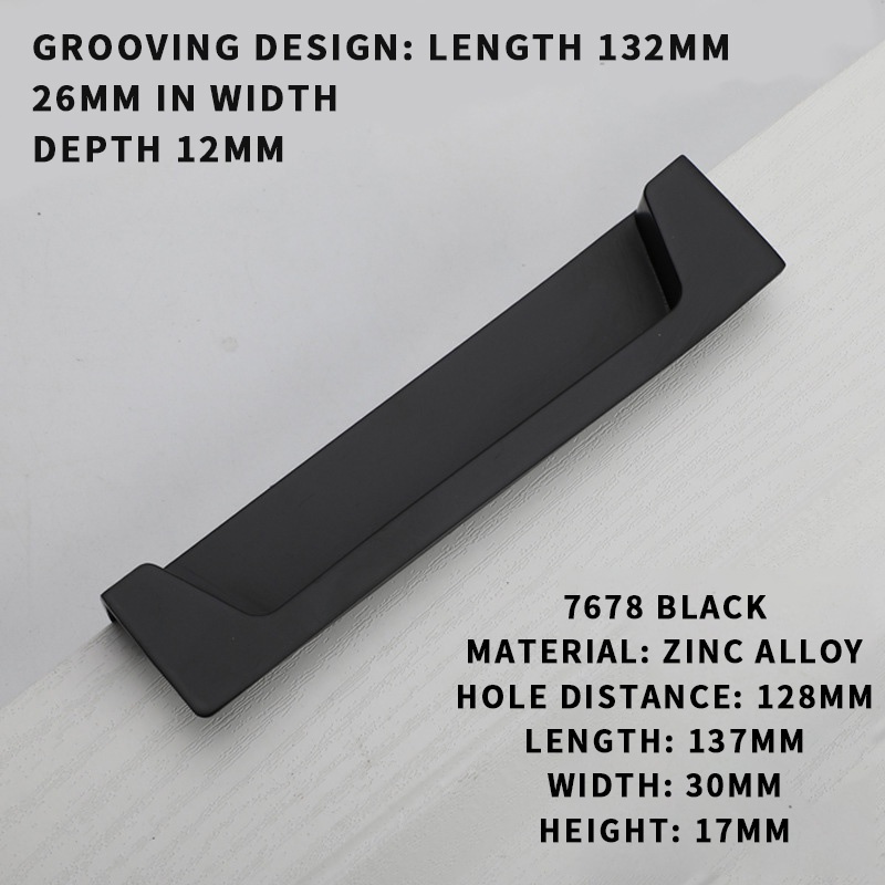 Hardware Black grooving sliding door handle gold modern minimalist