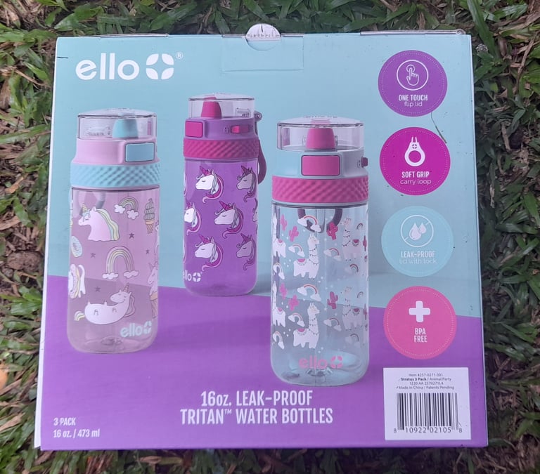 Ello Stratus 16-Ounce Tritan Water Bottles, 3 Pack (Assorted Colors)