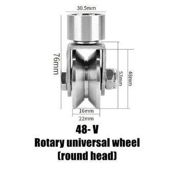 ️48/58mm/V/U/H 304 Stainless Steel Swivel Wheel 360° Rotational Sliding ...